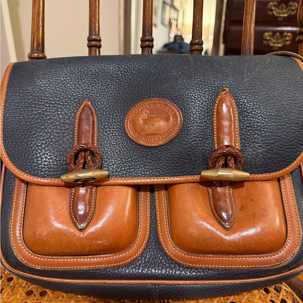 Dooney & Bourke Black and Brown Leather Messenger Bag
